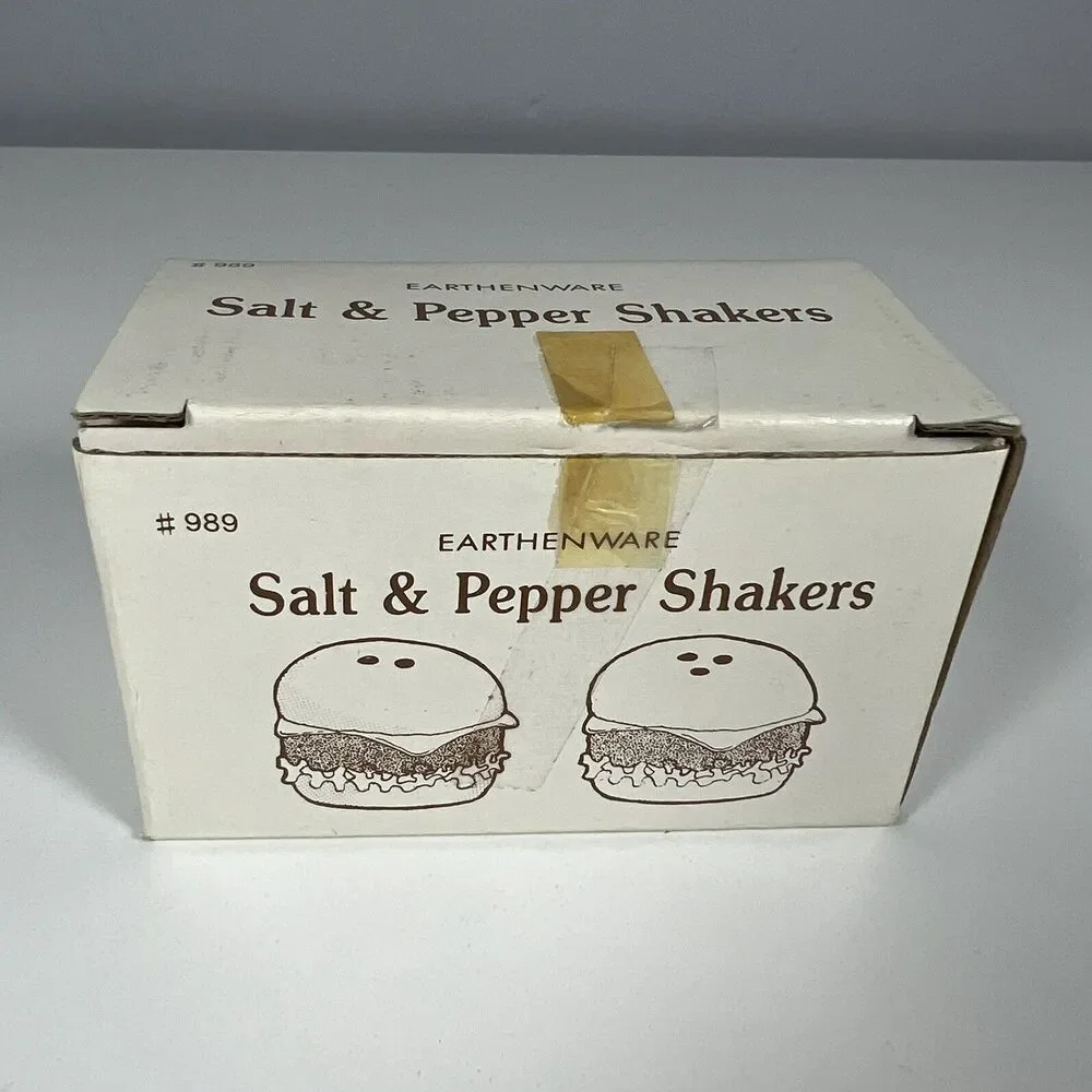 Cheeseburger Hamburger Ceramic Salt And Pepper Shaker Set Hand Painted